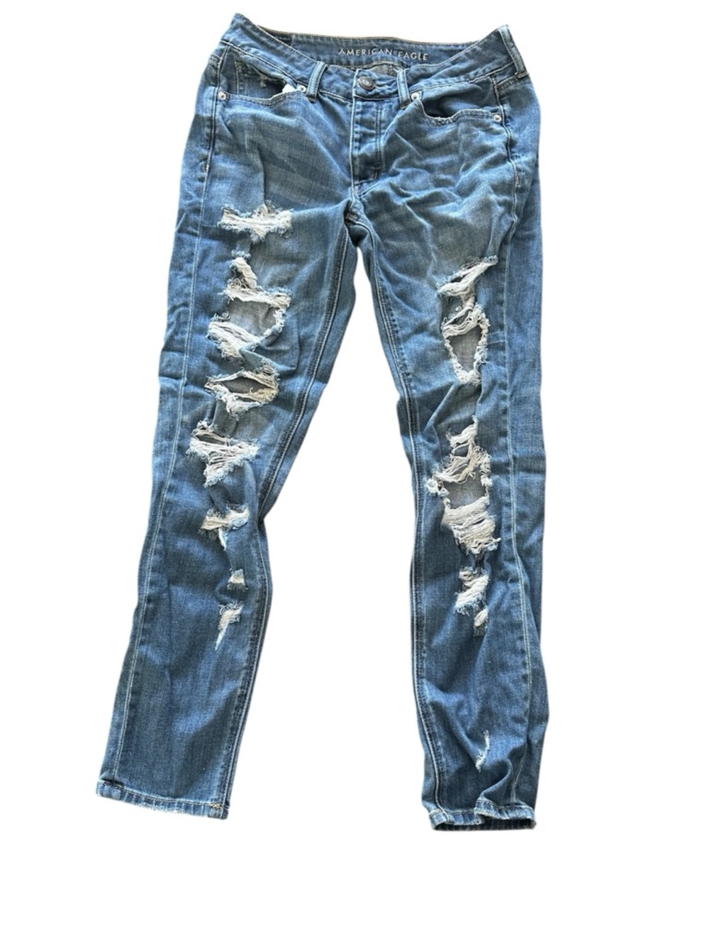 American Eagle Outfitters Ripped Skinny Jeans - Blue